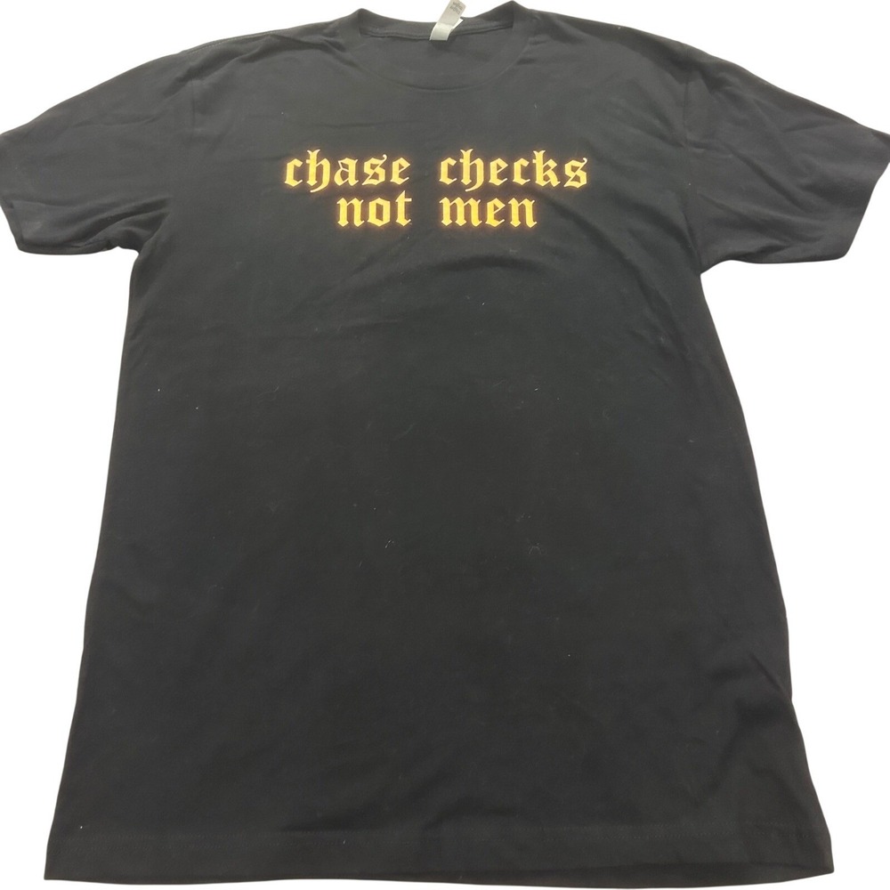 Next Level Apparel Chase Checks Not Men Graphic T-Shirt Black Gold Medium M Tee